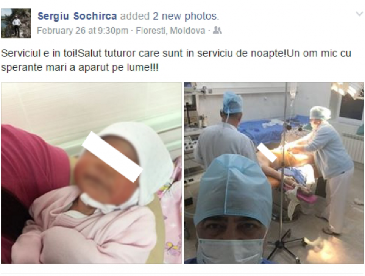 Un medic din Moldova şi-a făcut un selfie în timpul unei naşteri. În spatele său, pacienta...