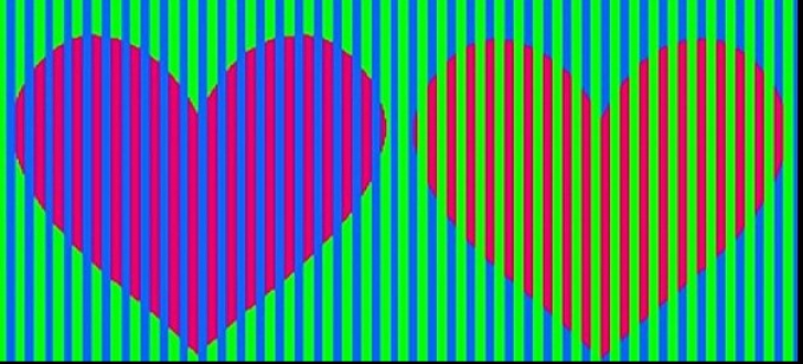 Iluzia optică devenită viral pe Internet. Ce culori credeți că au cele două inimi?