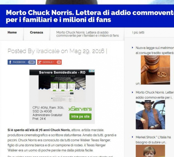 "A murit Chuck Norris la 76 de ani". Ştirea falsă care i-a speriat pe fanii actorului