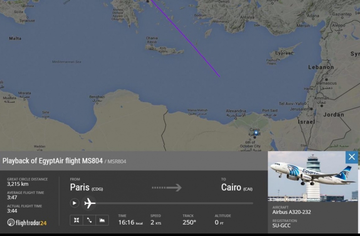 Serviciile secrete ale SUA: avionul egiptean prăbuşit a avut probabil o bombă la bord