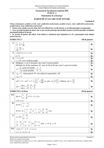 BAREM MATEMATICA M3 tehnologic