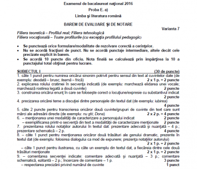 BAREM ROMANA BAC 2016