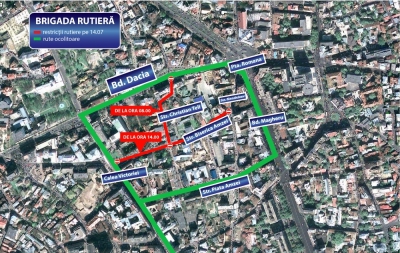 Trafic restricţionat, joi, în Bucureşti, cu ocazia Zilei Franţei. Harta zonelor afectate