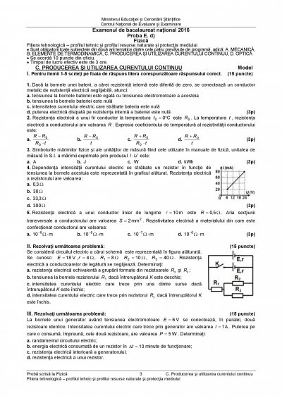 Subiecte FIZICA BAC 2016