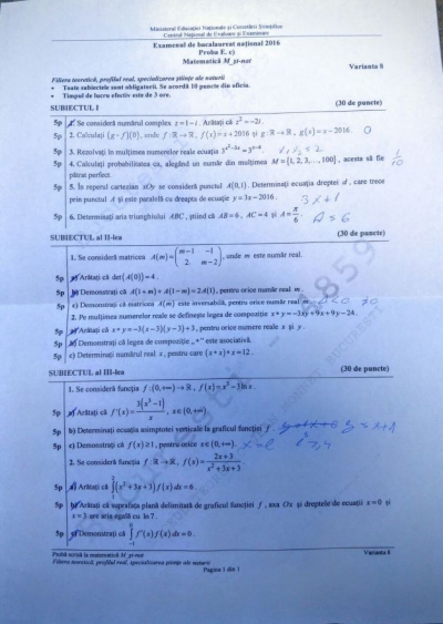 Subiecte BAC M2 Stiintele naturii.&nbsp;