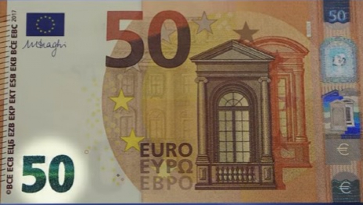Noua bancnotă de 50 de euro a fost arătată public. Uite ce elemente suplimentare de siguranță are