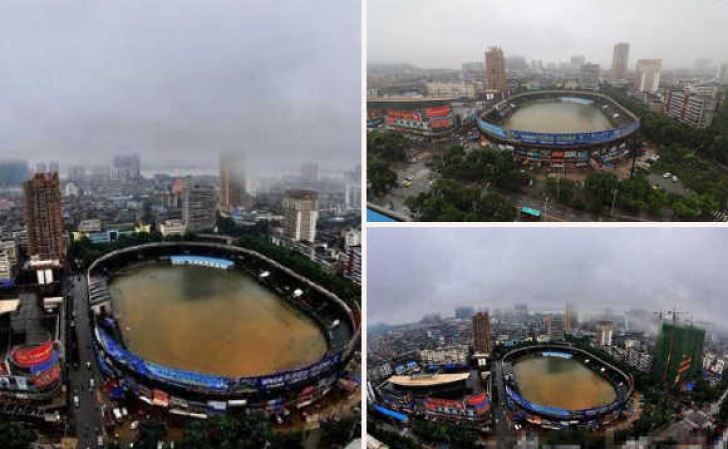 Imagini uluitoare după inundaţiile din China: un întreg stadion, transformat într-o "piscină" uriaşă