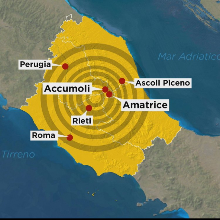 Harta oraşelor afectate de cutremurul din Italia