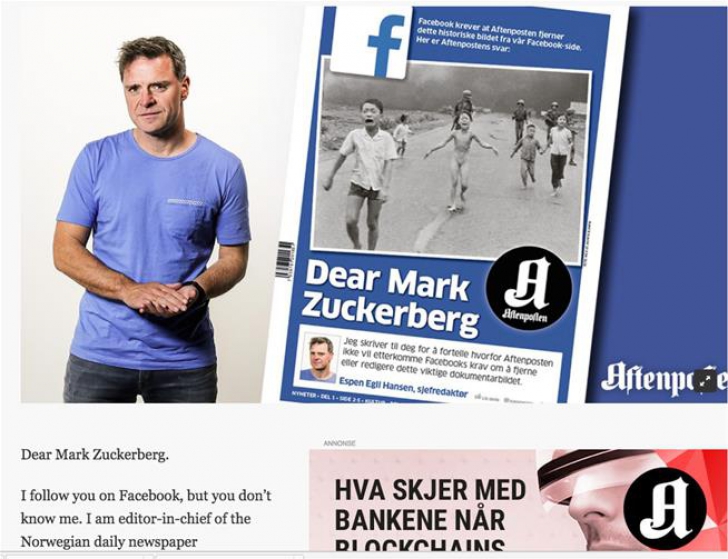Una dintre cele mai celebre fotografii ale lumii, cenzurată de Facebook: "Dragă Mark..." UPDATE