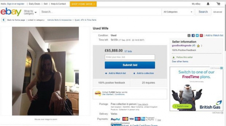 Un bărbat şi-a scos soţia la vânzare pe EBay! Reacţia femeii a şocat pe toată lumea 