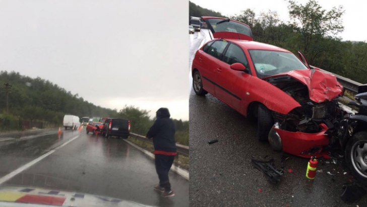 Accident grav în Vâlcea: două victime şi trei maşini implicate. Traficul rutier, blocat 