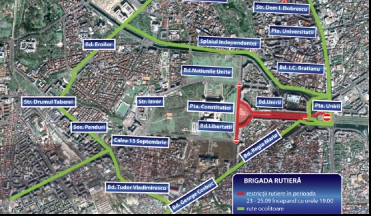 Restricţii de circulaţie în centrul Capitalei, de vineri până duminică