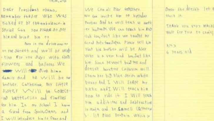 Scrisoarea emoţionantă care s-a viralizat! Ce îi cere un copil de şase ani preşedintelui Obama?