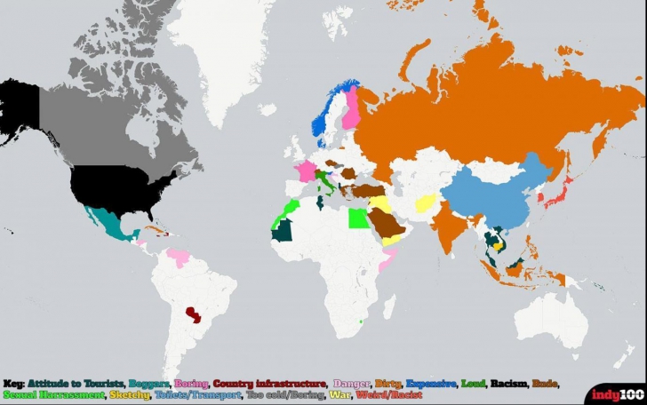 Harta țărilor pe care turiștii nu vor să le mai viziteze. De ce nu le place România