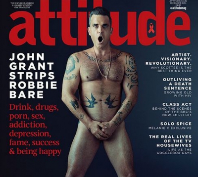 Robbie Williams a pozat nud pentru coperta revistei "Attitude"