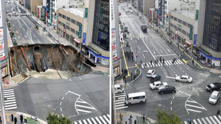 Lecția japoneză. O stradă surpată a fost reparată în 48 de ore