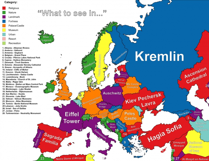 Ce trebuie să vezi în fiecare ţară din Europa? Harta celor mai populare atracţii turistice