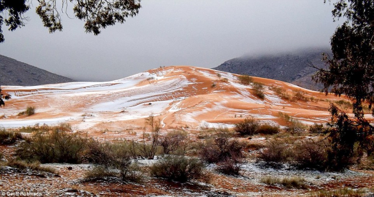 Eveniment EXTREM de rar: Zăpadă în deșert! Ultima oară a nins acum aproape 40 de ani