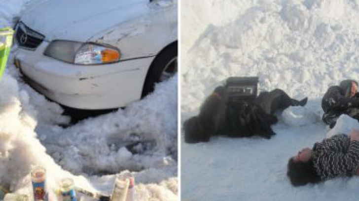 Mama și doi copii au murit în mașină în timp ce tatăl curăța zăpada