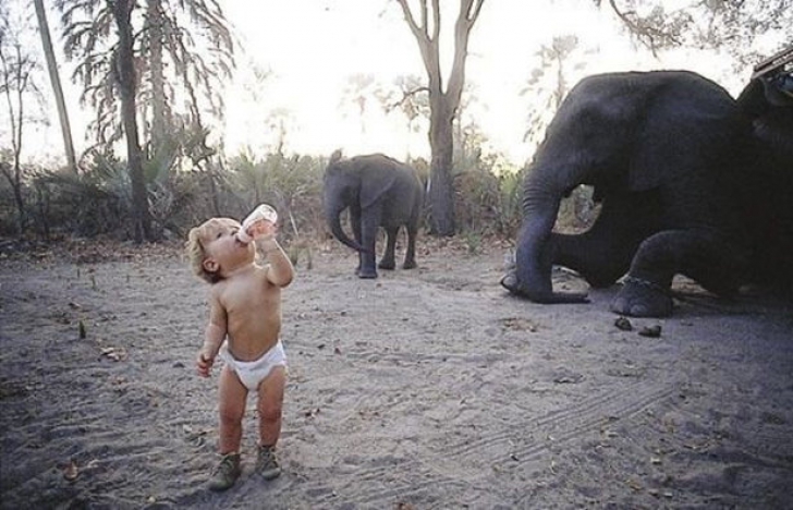 Imagini spectaculoase: copilăria fetiţei-Mowgli, petrecută alături de animale sălbatice