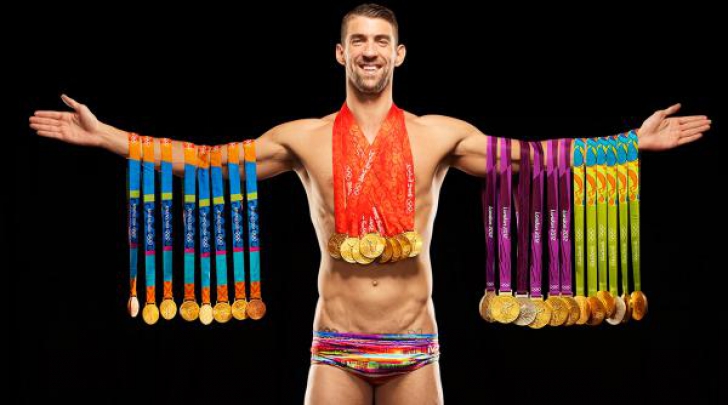 Michael Phelps şi-a expus pentru prima oară toate cele 28 de medalii olimpice într-un pictorial