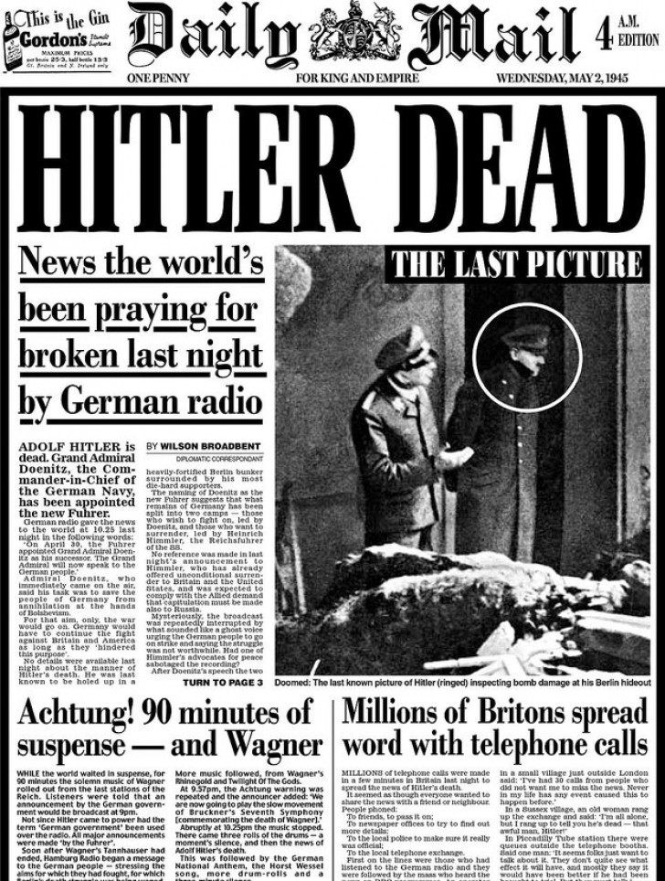 Anuntul mortii lui Hitler