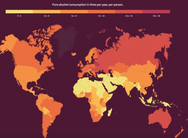 Topul ţărilor în funcţie de consumul de alcool. R. Moldova bate recordul - pe ce loc e România