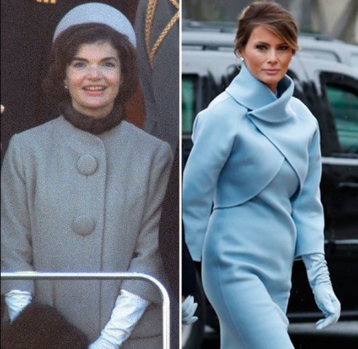 Melania Trump a ales o rochie bleu pentru ceremonie, inspirată de cea purtată de Jacqueline Kennedy