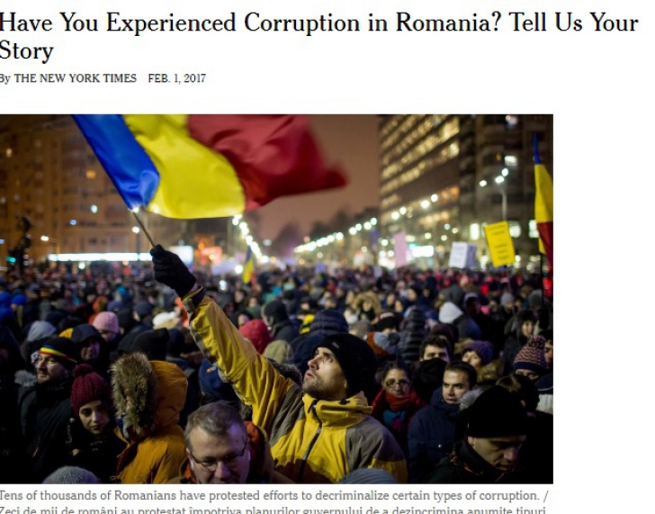"The New York Times" cere mărturii românilor care au resimţit efectele corupţiei: Aţi fost victimă?