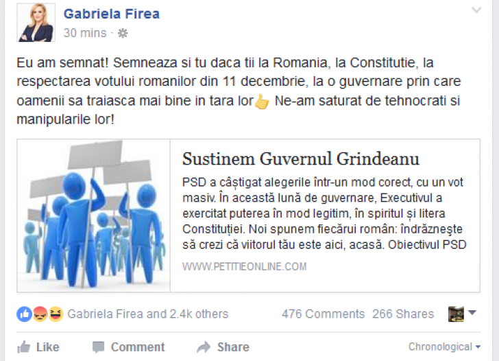 SUPĂRATĂ FOC! Gabriela Firea și-a închis contul de Facebook. Ce spunea primarul în ultima sa postare
