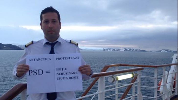  Până și-n Antarctica s-a protestat față de Guvernul Grindeanu. Poza de 1000 de like-uri pe Facebook