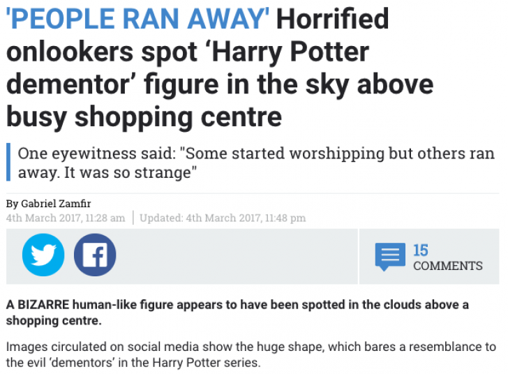 Apariţie şocantă, pe cer: forma cu aspect uman i-a înspăimântat pe locuitori. Imaginea, virală