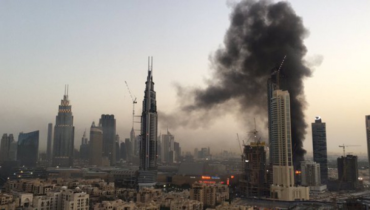 Incendiu puternic în Dubai, în apropiere de Burj Khalifa