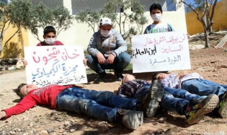 Imagini emoționante. Cum protestează copiii din Siria după atacul chimic ce a ucis 86 de oameni