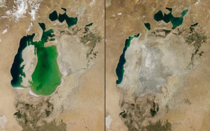 Nasa a publicat fotografii cu schimbarea unor lacuri în 15-20 de ani
