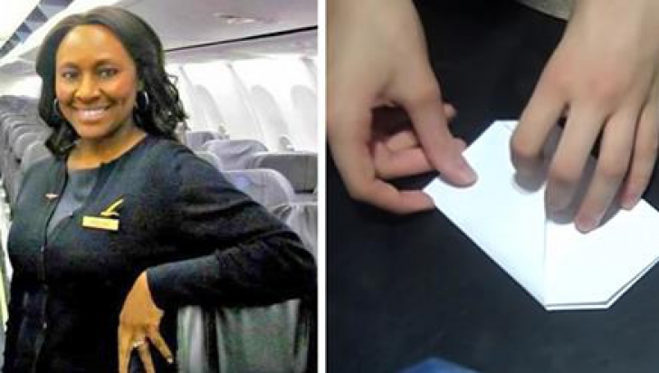 Stewardesa a văzut cuplul ciudat din avion. Apoi, la toaletă, a găsit un mesaj șocant lăsat de fată 