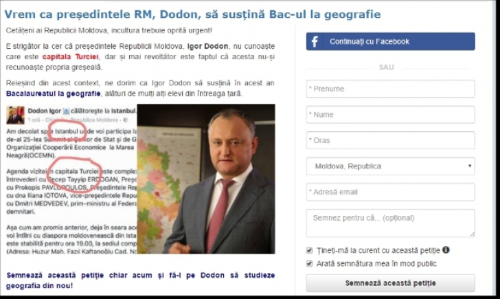 Gafa uriaşă a lui Igor Dodon. Moldovenii îi cer preşedintelui lor să dea BACALAUREATUL la geografie