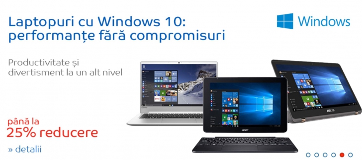 eMAG – Top 6 cele mai ieftine laptopuri cu Windows 10 preinstalat