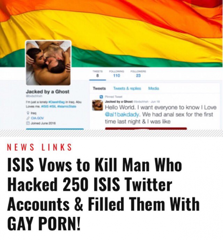 Jihadiştii ISIS au fost loviţi de hackeri.Conţinut pornografic gay a fost distribuit pe paginile lor