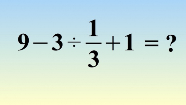 Problema de clasa a IV-a care dă bătăi de cap adulților: 9 – 3 ÷ 1/3 +1=? Tu știi rezolvarea? 