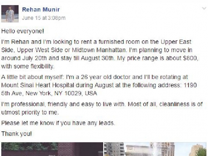 "Caut coleg de apartament" -anunţul banal care face furori pe internet.Cum arată cel care l-a postat
