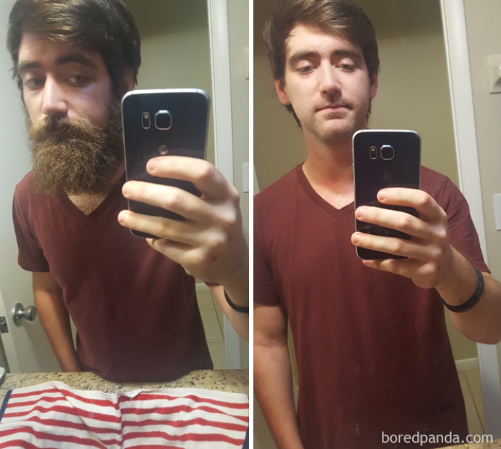 Bărbaţii, înainte şi după bărbierit! Fotografiile care fac înconjurul internetului