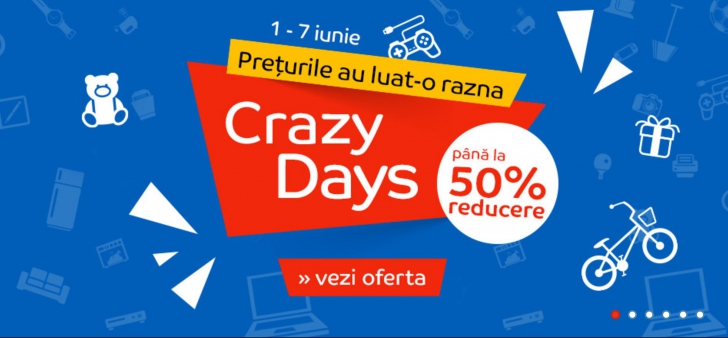 eMAG Crazy Days – O saptamana nebuna cu 50% reducere pentru o multime de produse