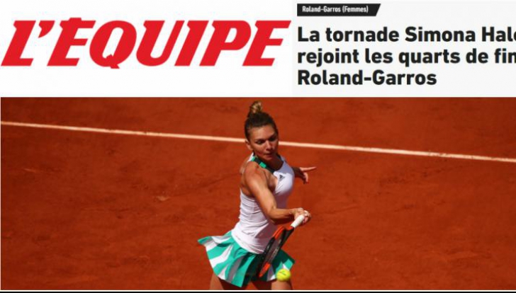 Ce a scris L'Equipe după ce Simona Halep a trecut ca TGV-ul spre sferturi, la Roland Garros