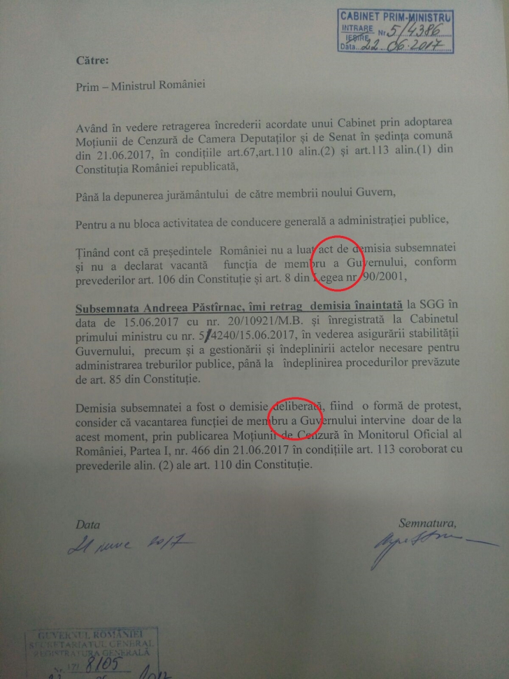 Cererile miniștrilor de retragere a demisiei, identice și greșite gramatical