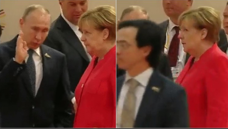 Angela Merkel, surprinsă într-o ipostază inedită în timp ce vorbea cu Putin. Gest involuntar- VIDEO