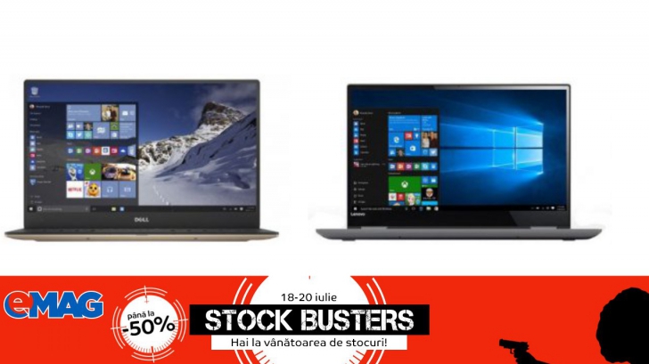 Reduceri eMAG laptopuri Stock Busters. Prețuri mai mici cu până la 50%