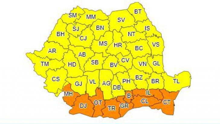 Vreme extremă în România. Nouă avertizare meteo: vijelii puternice și caniculă în următoarele zile