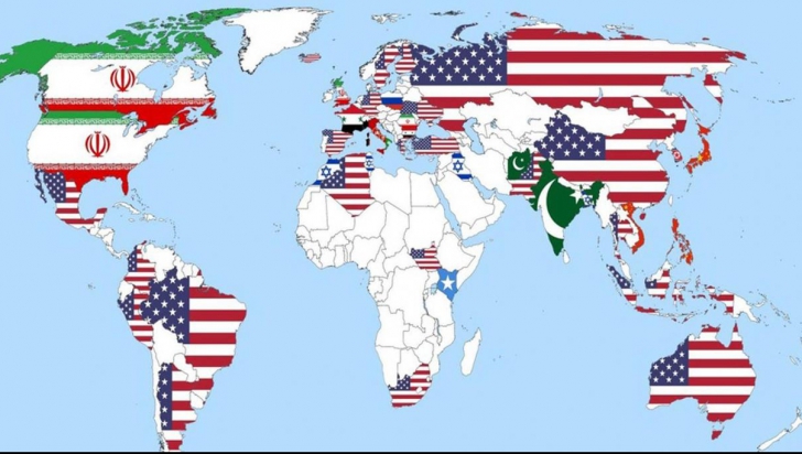 Harta lumii în funcție de care stat e considerat o amenințare în zonă