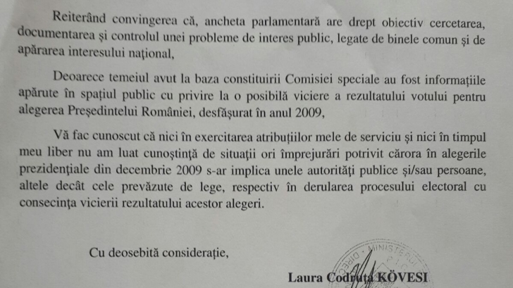 Kovesi trimite a patra scrisoare comisiei de anchetă: Nu am informaţii despre fraudarea alegerilor